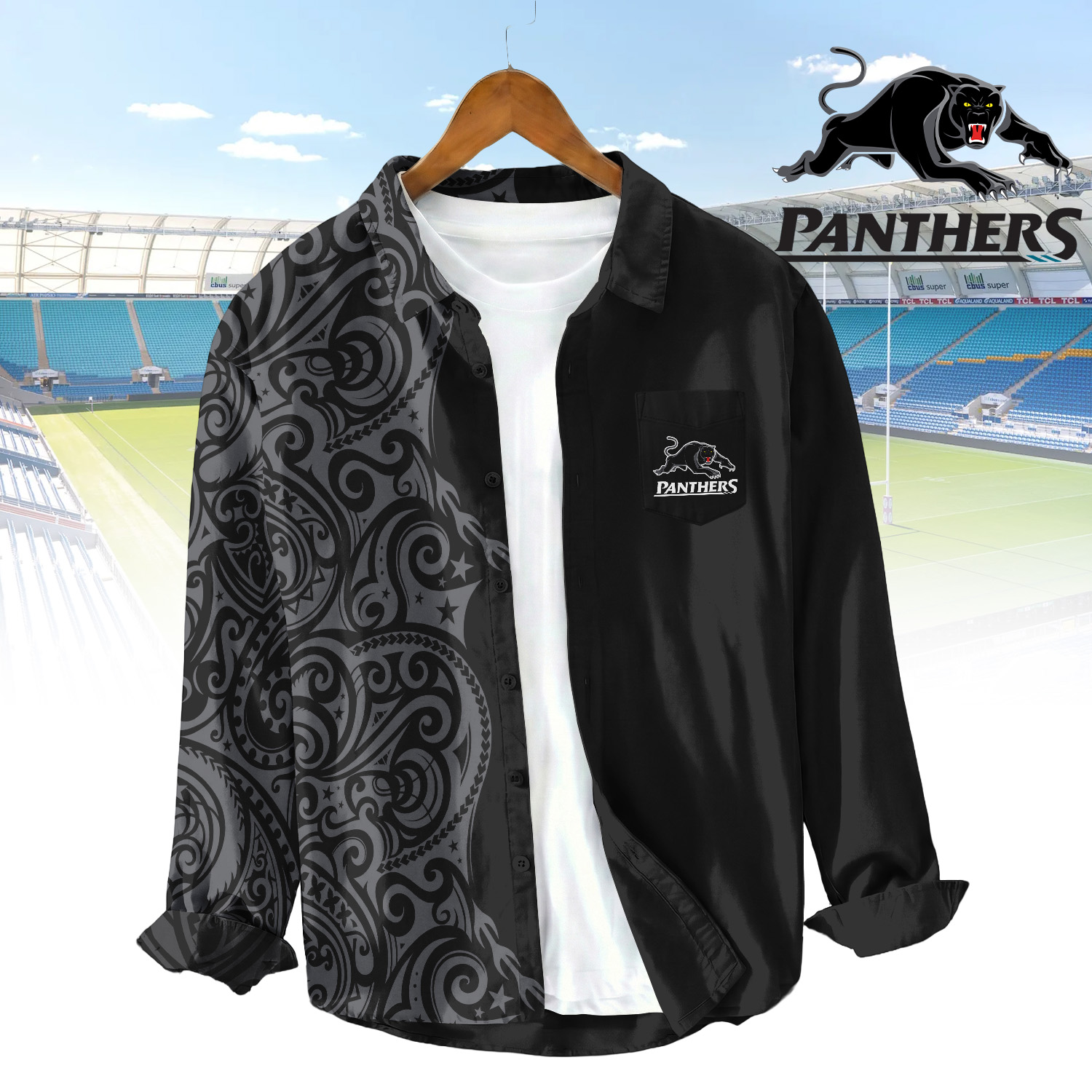 Auspiritmerch Penrith Panthers Personalized Button Down Shirt Gift For Fans