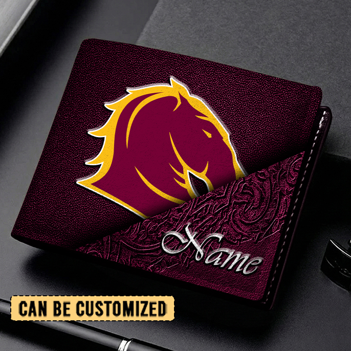 Auspiritmerch Brisbane Broncos Personalized Leather Wallet Gift For Fans