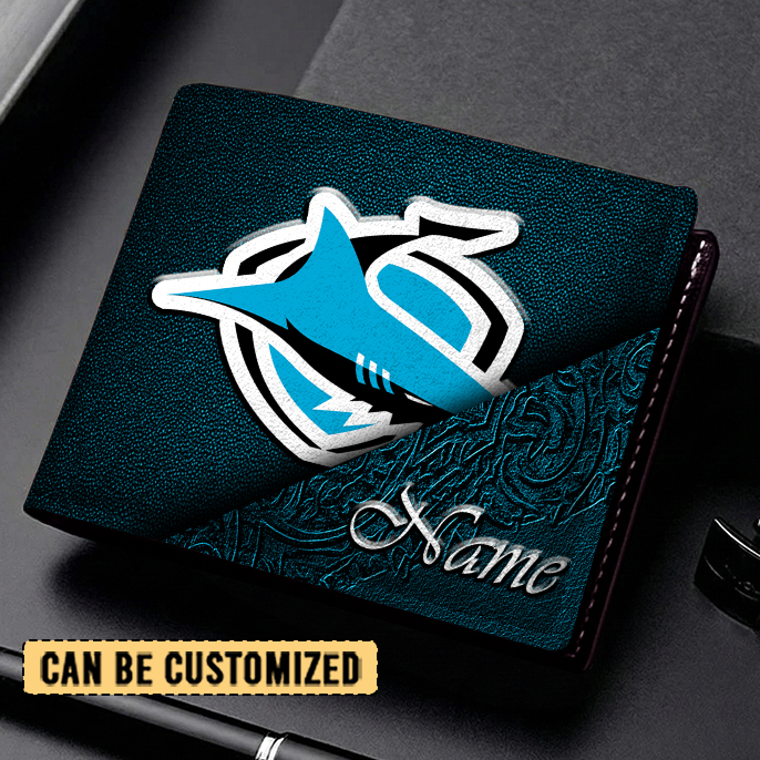 Auspiritmerch Cronulla-Sutherland Sharks Personalized Leather Wallet Gift For Fans