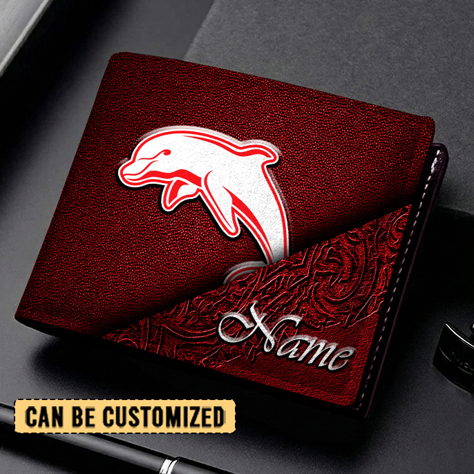 Auspiritmerch Dolphins Personalized Leather Wallet Gift For Fans