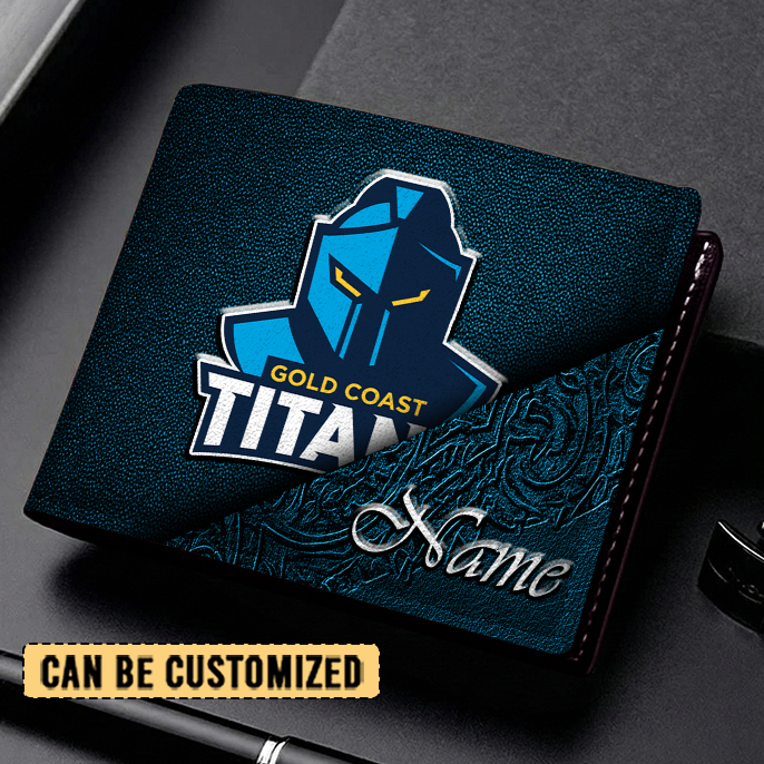 Auspiritmerch Gold Coast Titans Personalized Leather Wallet Gift For Fans