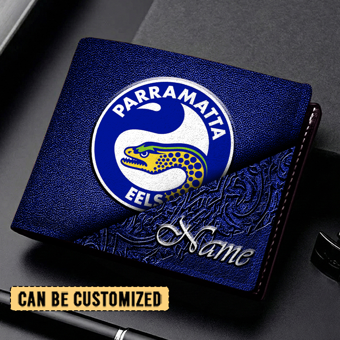 Auspiritmerch Parramatta Eels Personalized Leather Wallet Gift For Fans