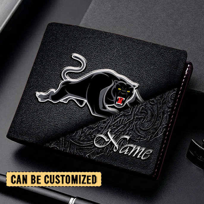 Auspiritmerch Penrith Panthers Personalized Leather Wallet Gift For Fans
