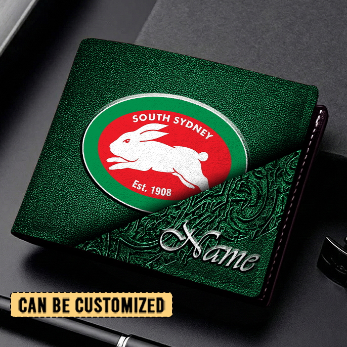 Auspiritmerch South Sydney Rabbitohs Personalized Leather Wallet Gift For Fans