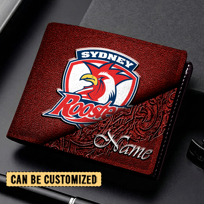 Auspiritmerch Sydney Roosters Personalized Leather Wallet Gift For Fans