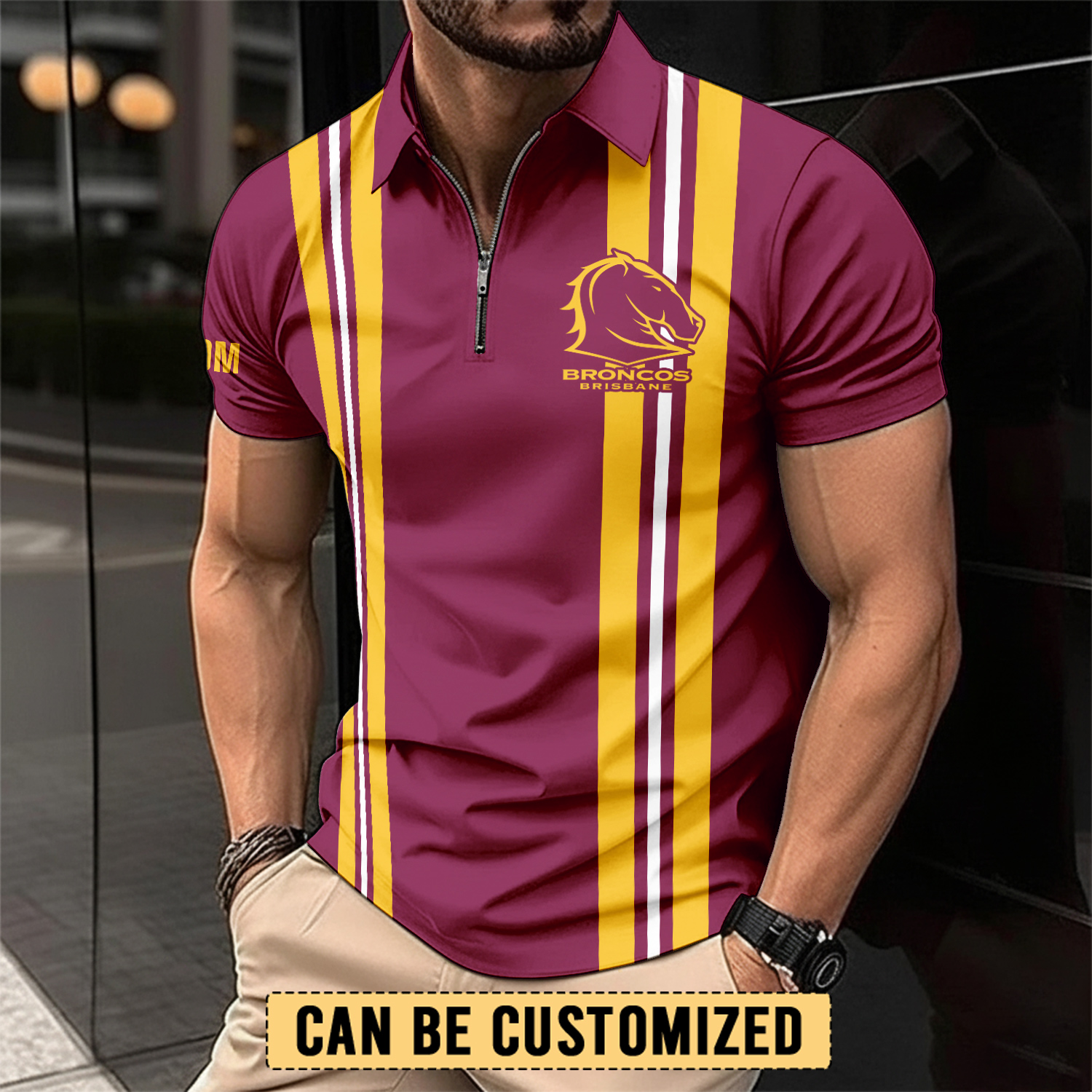 Auspiritmerch Brisbane Broncos Personalized Zip Polo Shirt Gift For Fans