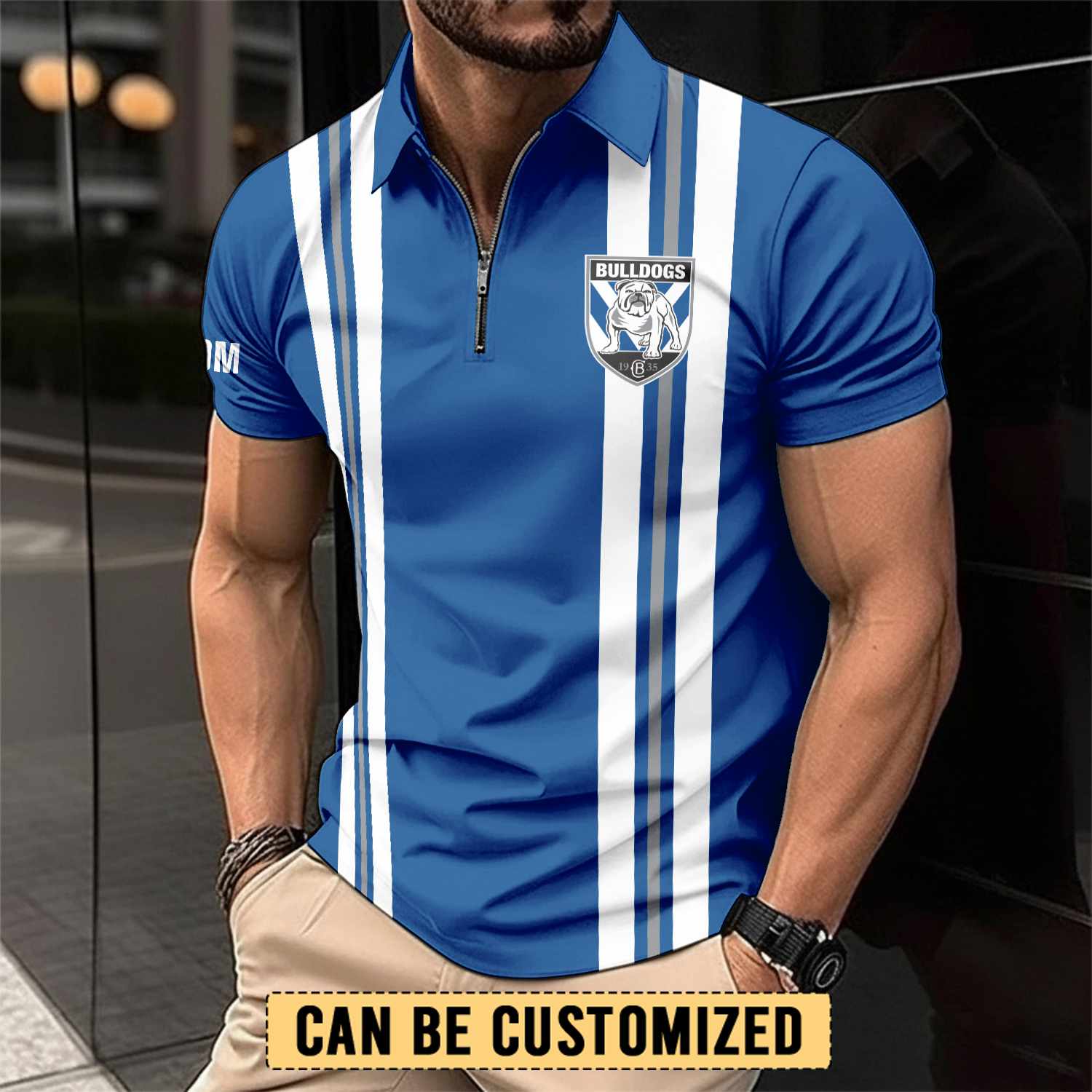 Auspiritmerch Canterbury-Bankstown Bulldogs Personalized Zip Polo Shirt Gift For Fans