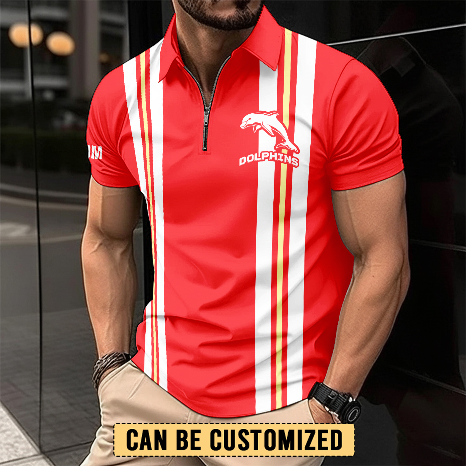Auspiritmerch Dolphins Personalized Zip Polo Shirt Gift For Fans