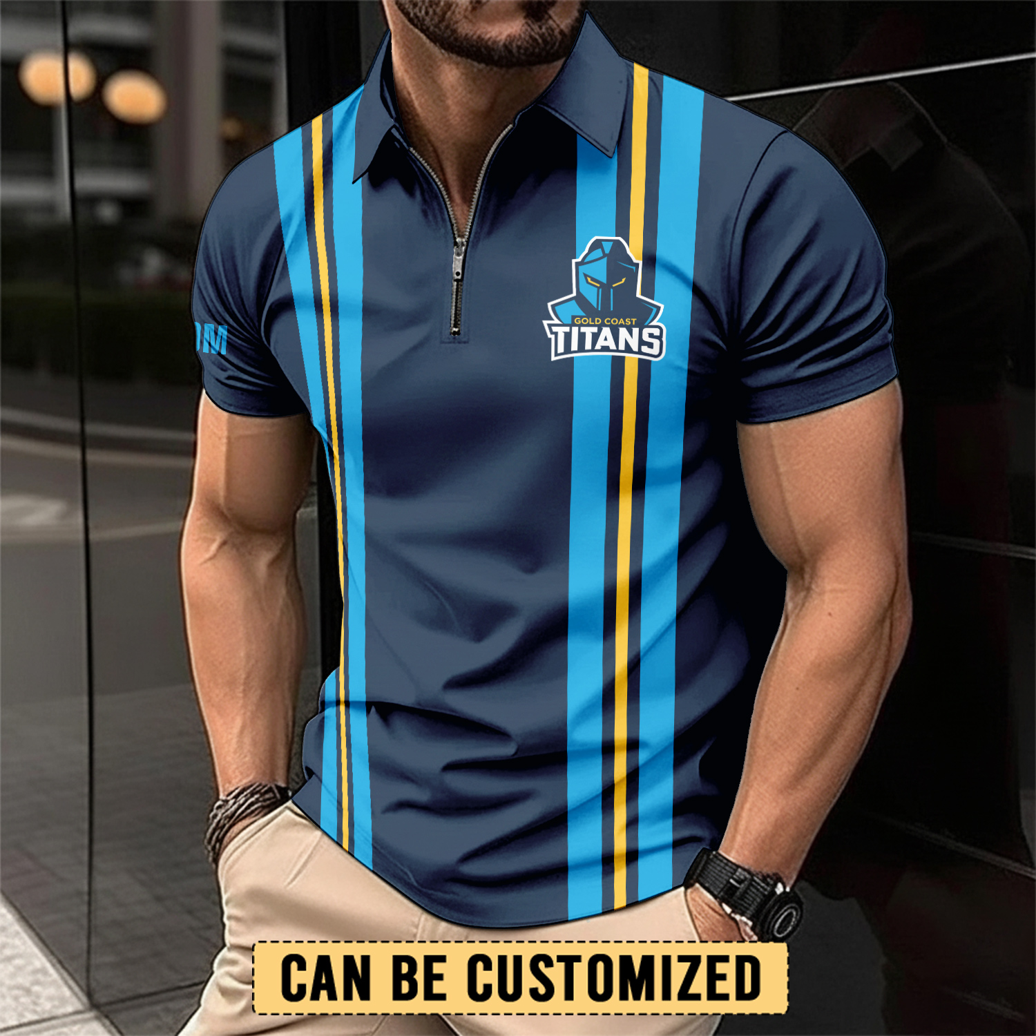 Auspiritmerch Gold Coast Titans Personalized Zip Polo Shirt Gift For Fans