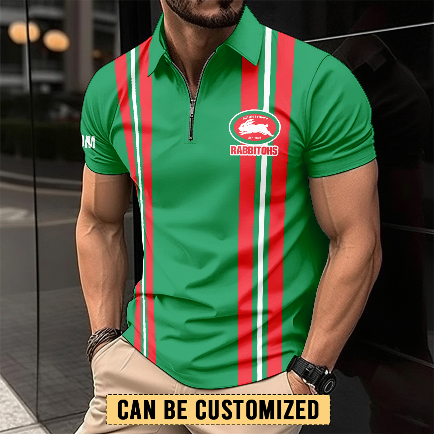 Auspiritmerch South Sydney Rabbitohs Personalized Zip Polo Shirt Gift For Fans