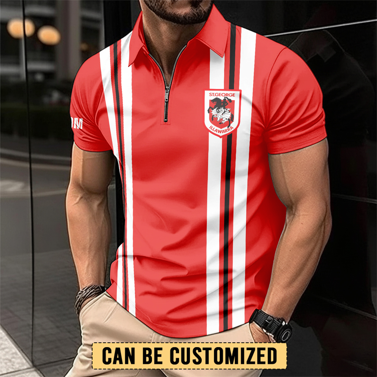 Auspiritmerch St. George Illawarra Dragons Personalized Zip Polo Shirt Gift For Fans