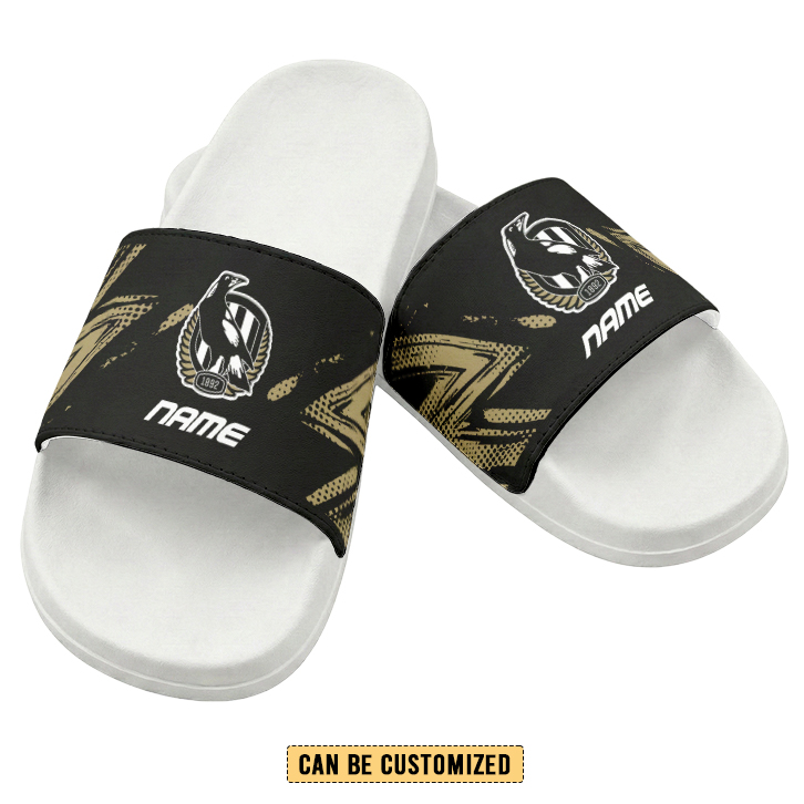 Auspiritmerch Collingwood Magpies Personalized Sports Slippers Gift For Fans