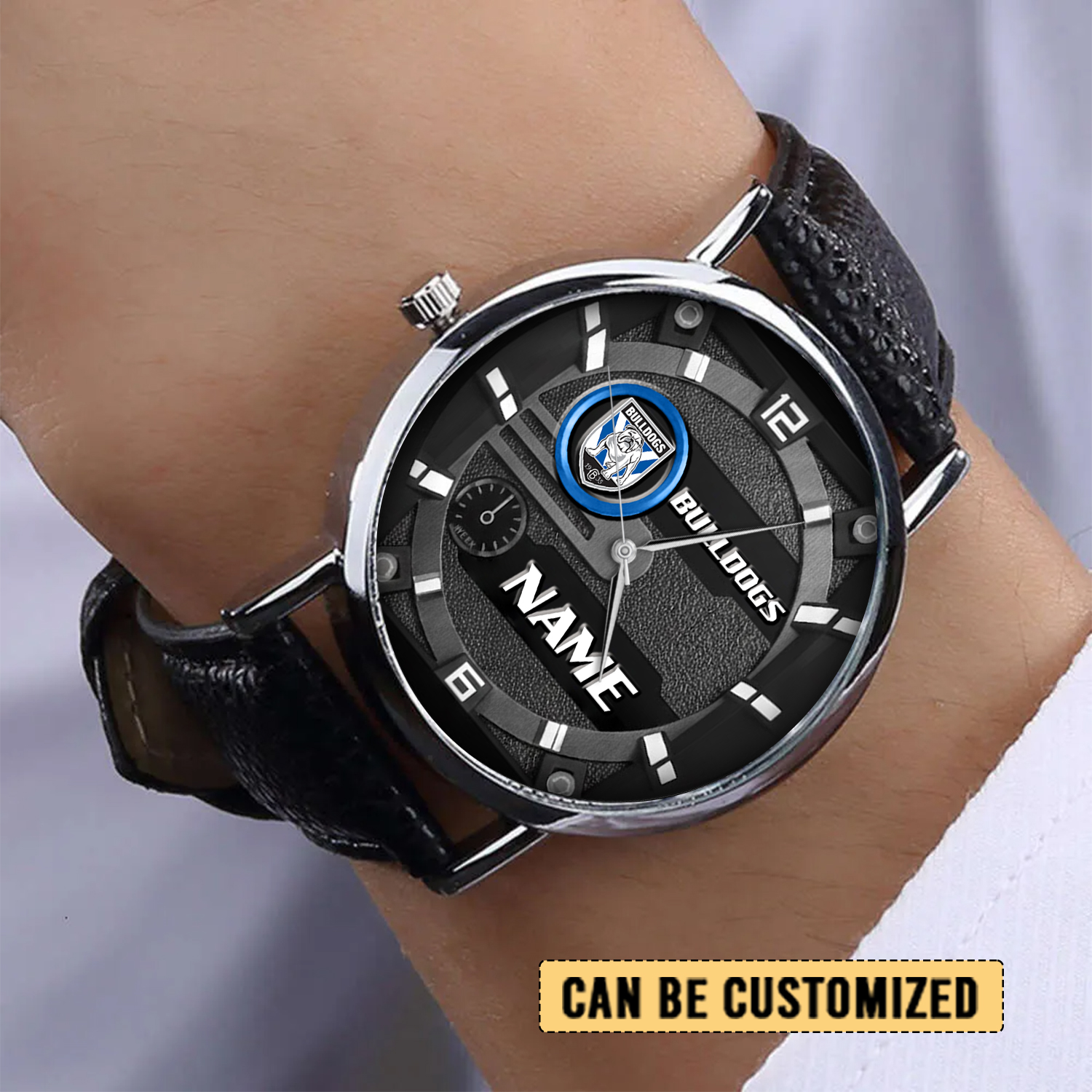 Auspiritmerch Canterbury-Bankstown Bulldogs Personalized Stitched Leather Watch Gift For Fans