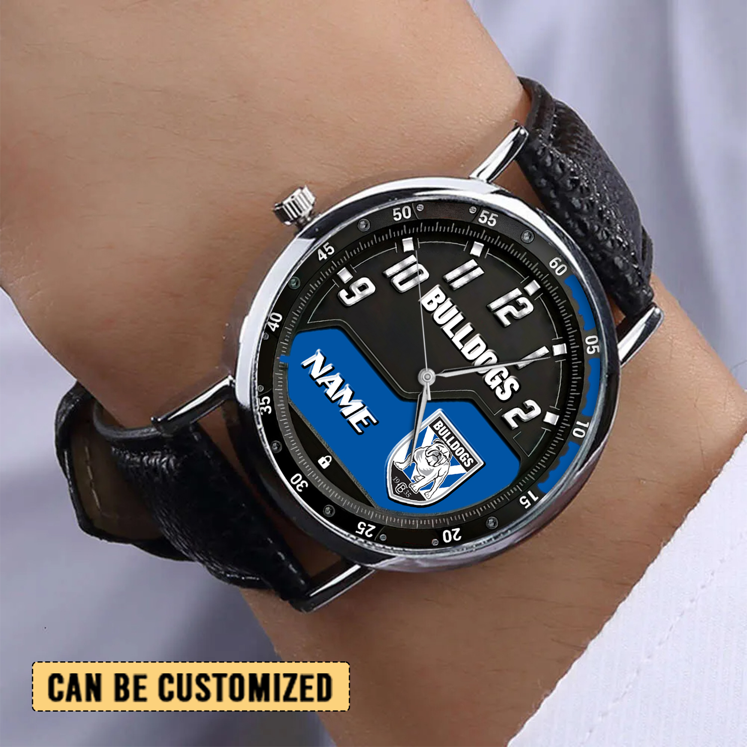 Auspiritmerch Canterbury-Bankstown Bulldogs Personalized Stitched Leather Watch Gift For Fans