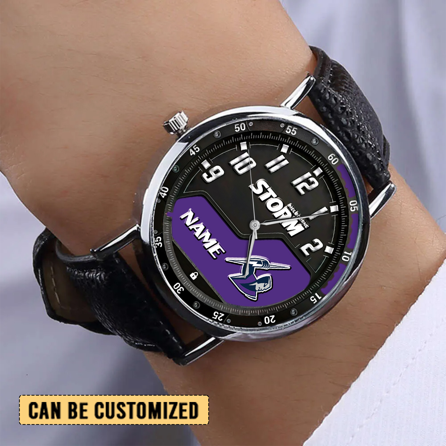 Auspiritmerch Melbourne Storm Personalized Stitched Leather Watch Gift For Fans