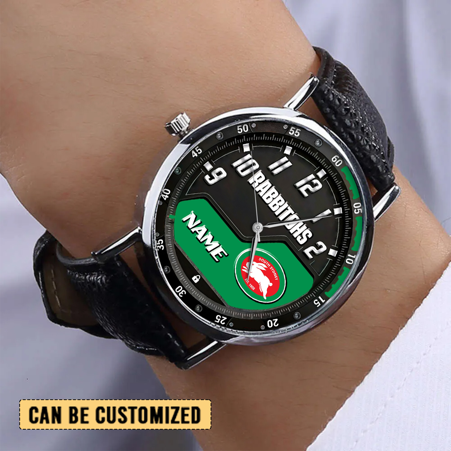 Auspiritmerch South Sydney Rabbitohs Personalized Stitched Leather Watch Gift For Fans
