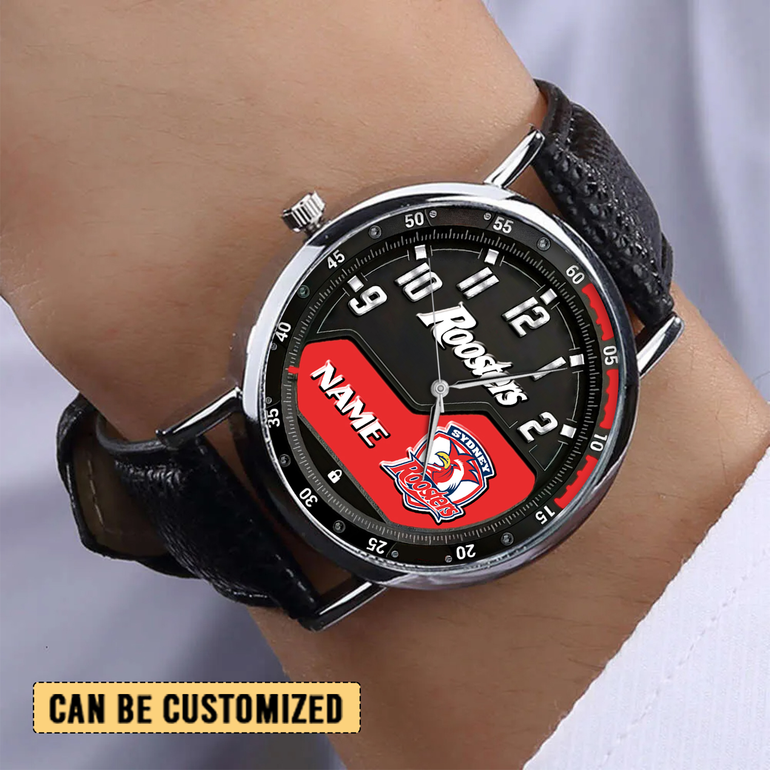 Auspiritmerch Sydney Roosters Personalized Stitched Leather Watch Gift For Fans