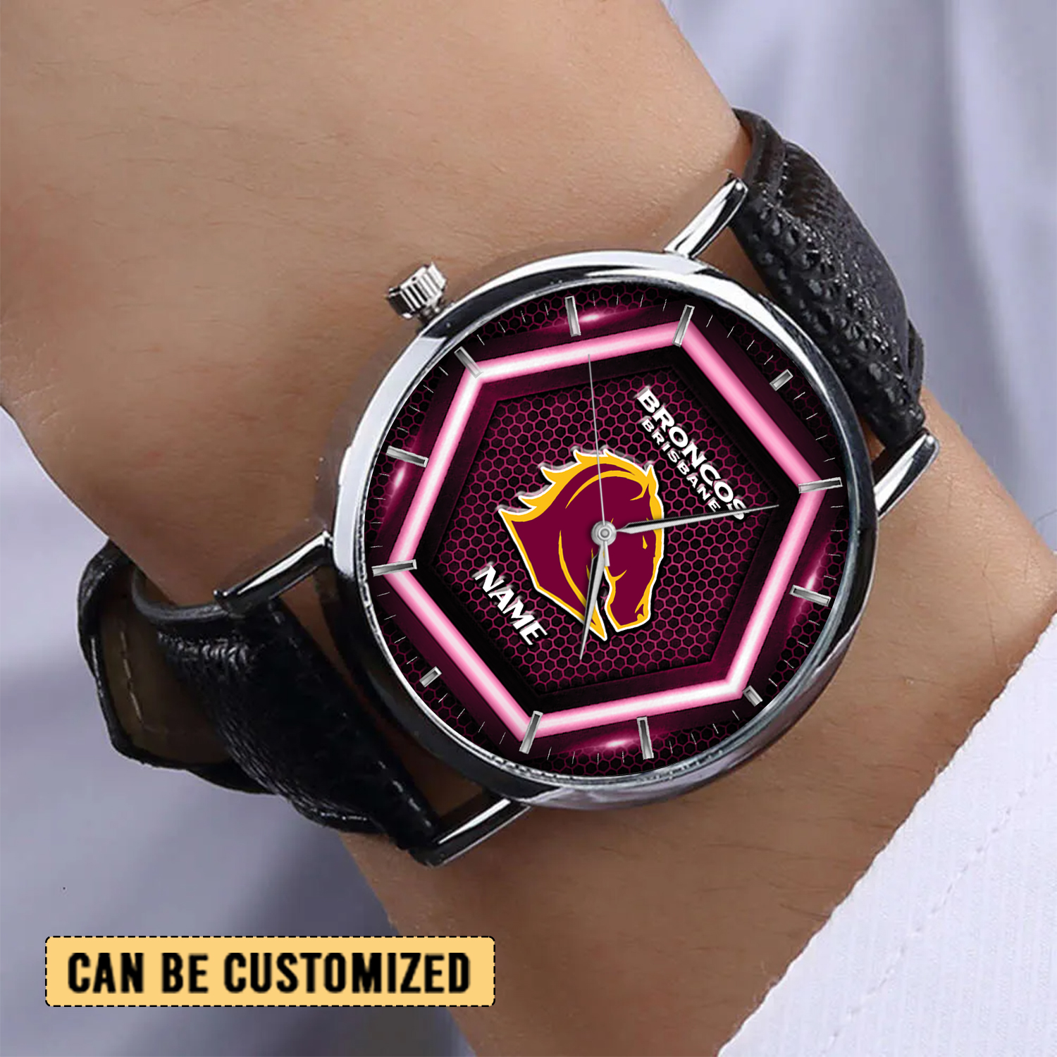 Auspiritmerch Brisbane Broncos Personalized Stitched Leather Watch Gift For Fans