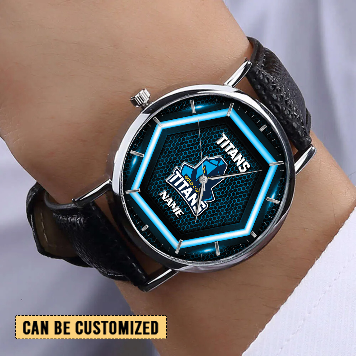Auspiritmerch Gold Coast Titans Personalized Stitched Leather Watch Gift For Fans
