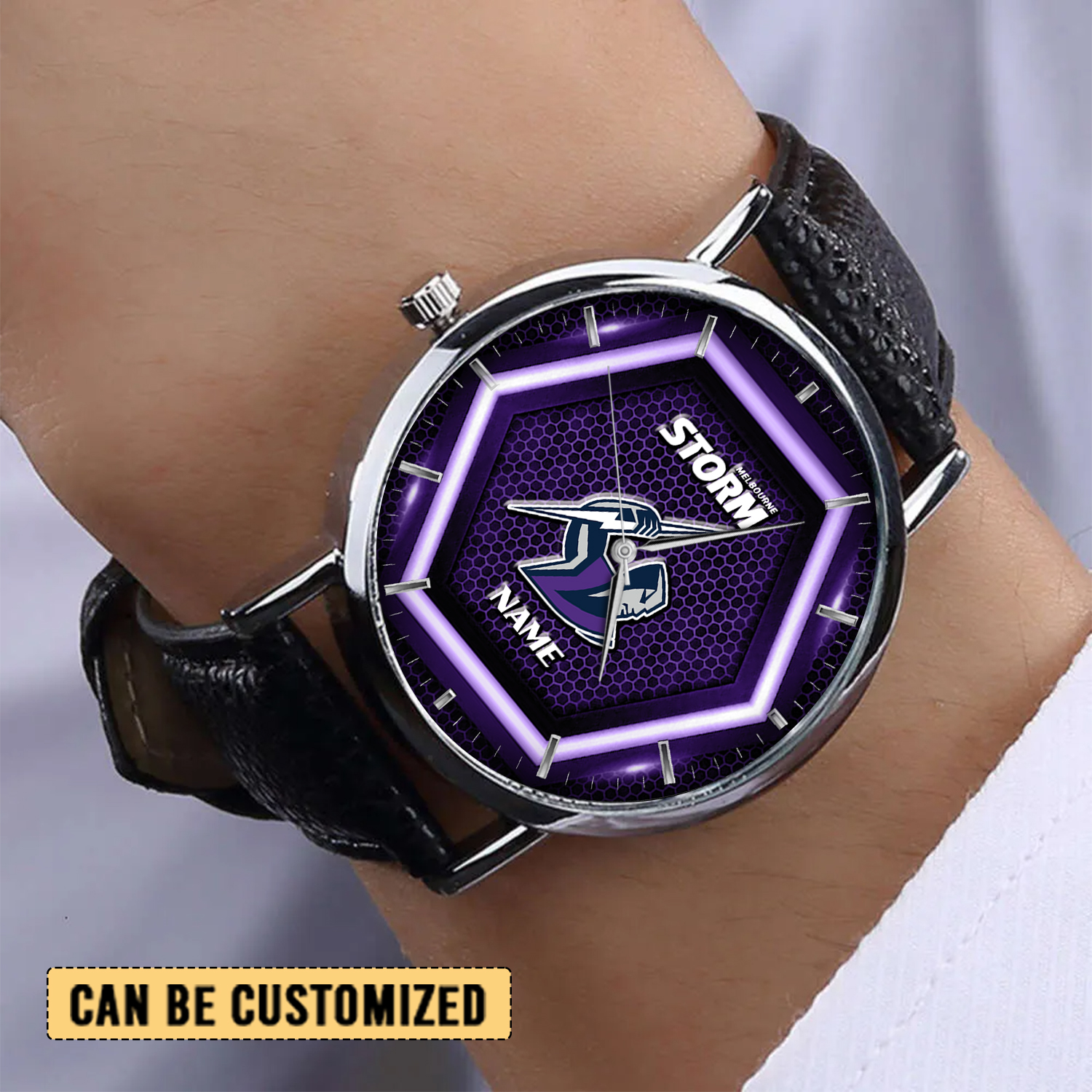 Auspiritmerch Melbourne Storm Personalized Stitched Leather Watch Gift For Fans