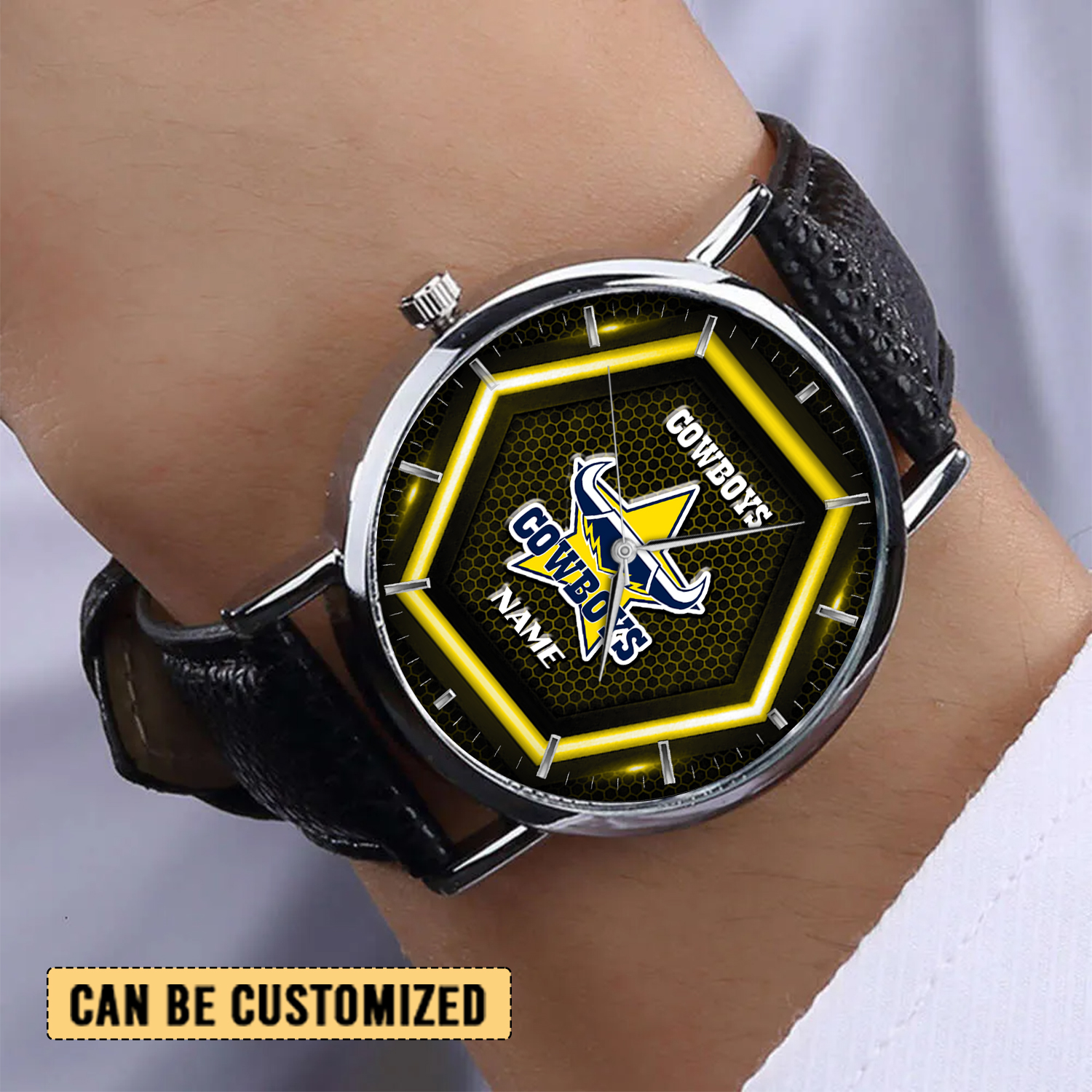Auspiritmerch North Queensland Cowboys Personalized Stitched Leather Watch Gift For Fans