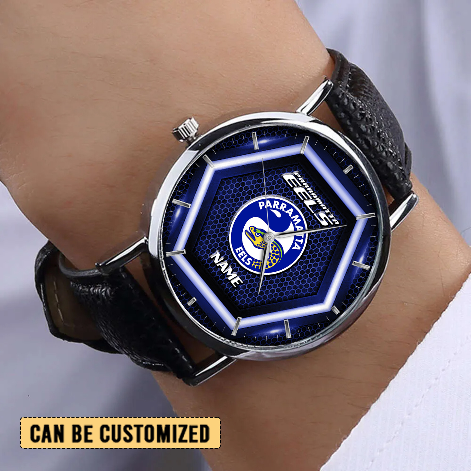Auspiritmerch Parramatta Eels Personalized Stitched Leather Watch Gift For Fans