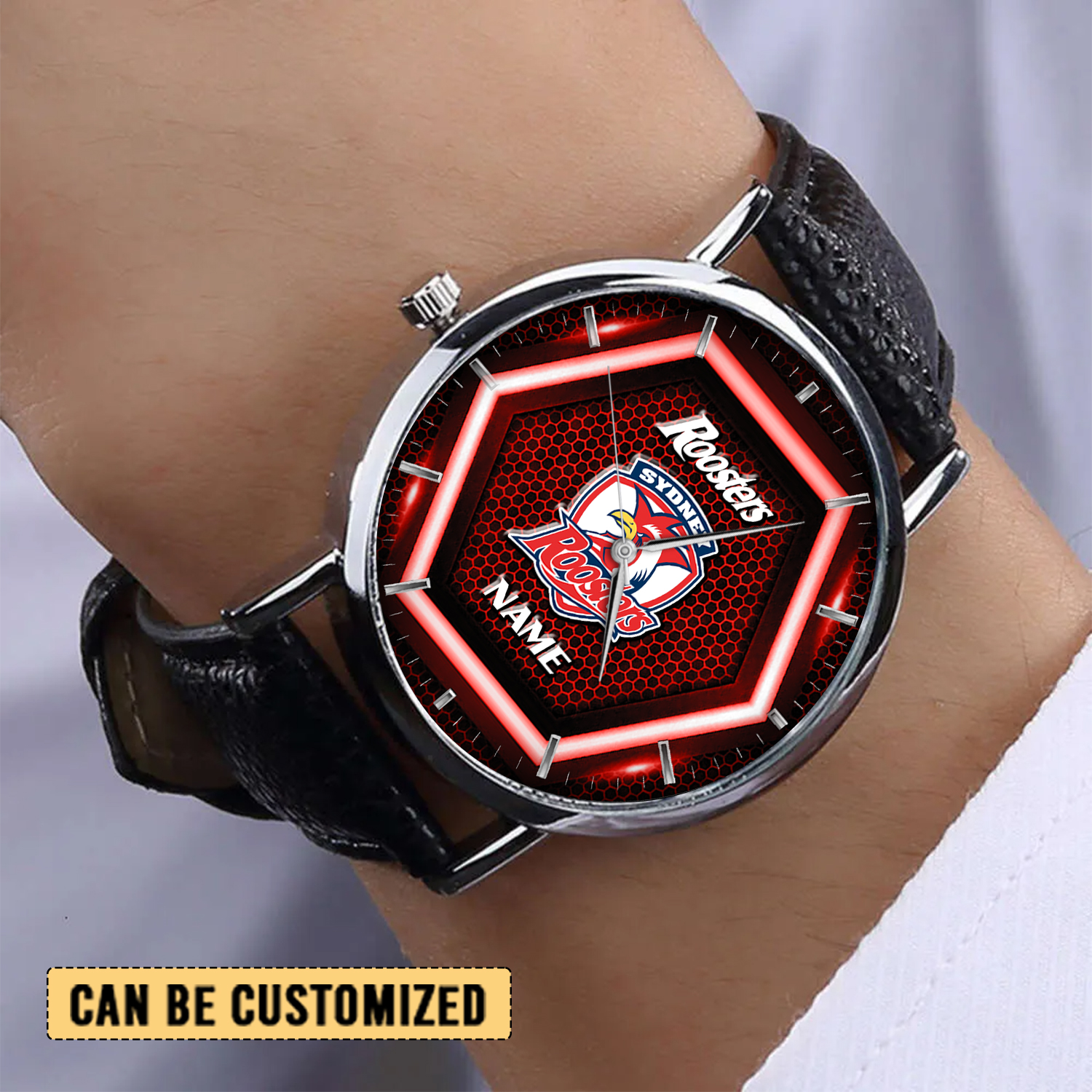 Auspiritmerch Sydney Roosters Personalized Stitched Leather Watch Gift For Fans
