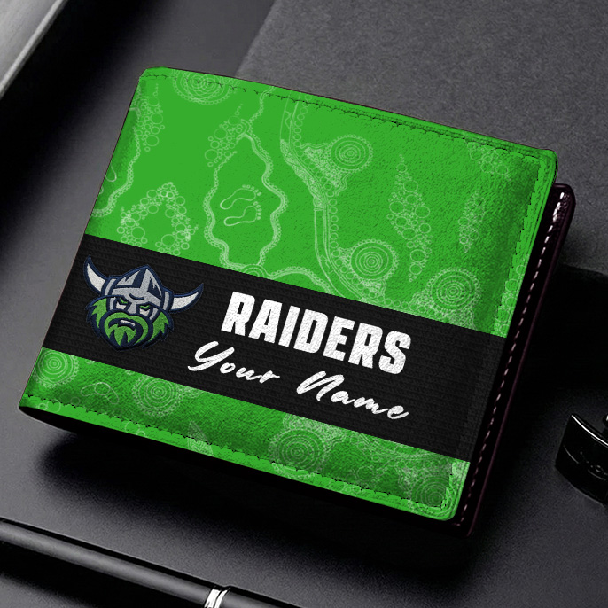 Auspiritmerch Canberra Raiders Personalized Leather Wallet Gift For Fans