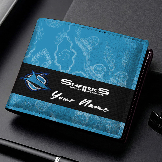 Auspiritmerch Cronulla-Sutherland Sharks Personalized Leather Wallet Gift For Fans