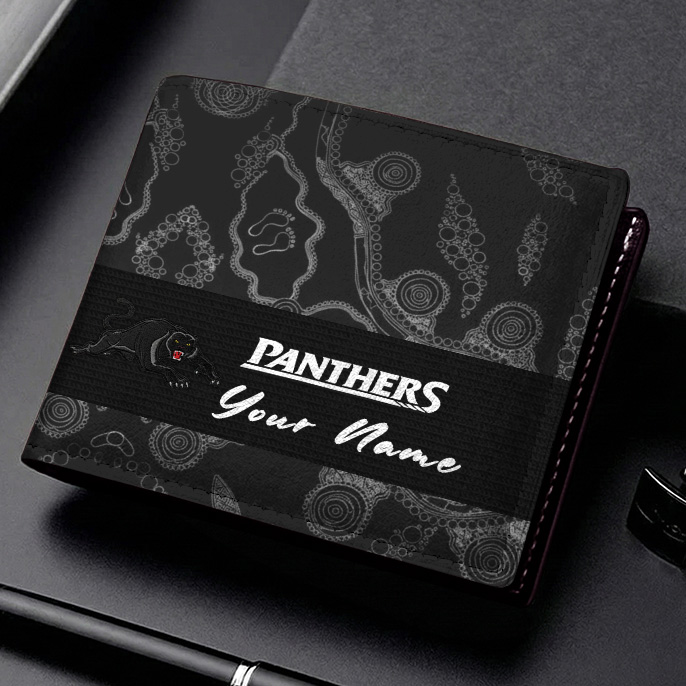 Auspiritmerch Penrith Panthers Personalized Leather Wallet Gift For Fans