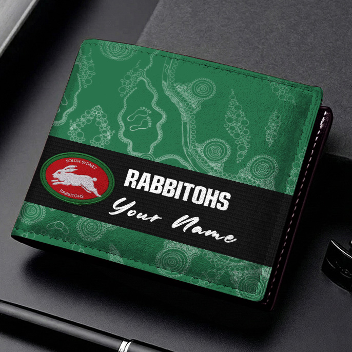 Auspiritmerch South Sydney Rabbitohs Personalized Leather Wallet Gift For Fans