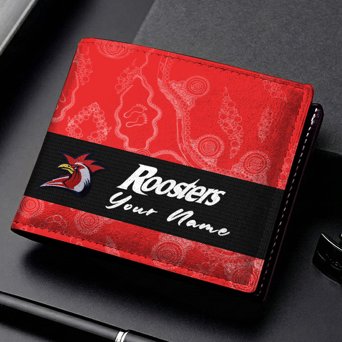 Auspiritmerch Sydney Roosters Personalized Leather Wallet Gift For Fans
