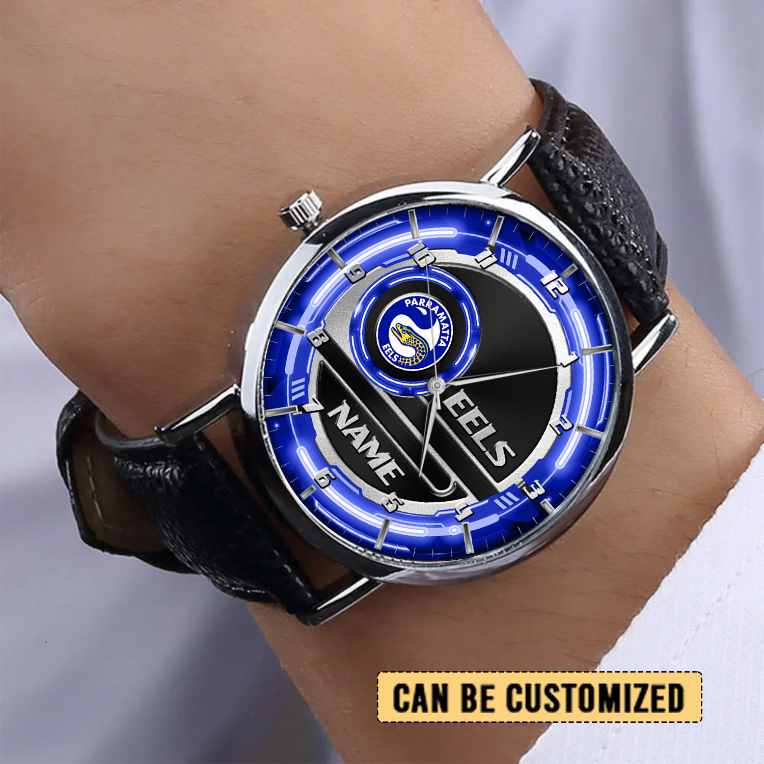 Auspiritmerch Parramatta Eels Personalized Stitched Leather Watch Gift For Fans
