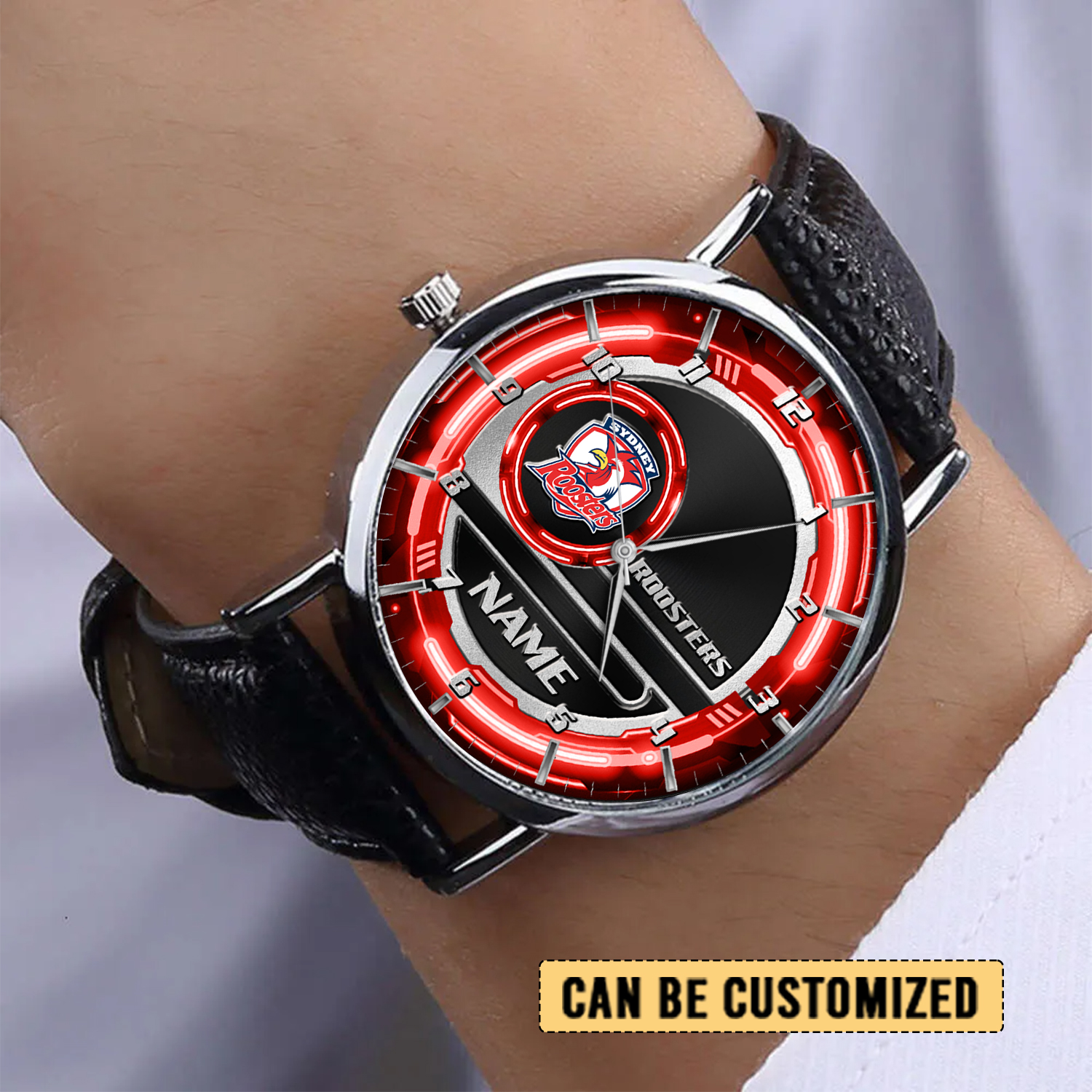 Auspiritmerch Sydney Roosters Personalized Stitched Leather Watch Gift For Fans