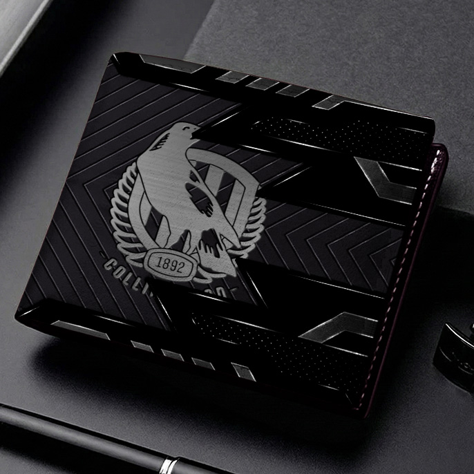 Auspiritmerch Collingwood Magpies Personalized Leather Wallet Gift For Fans