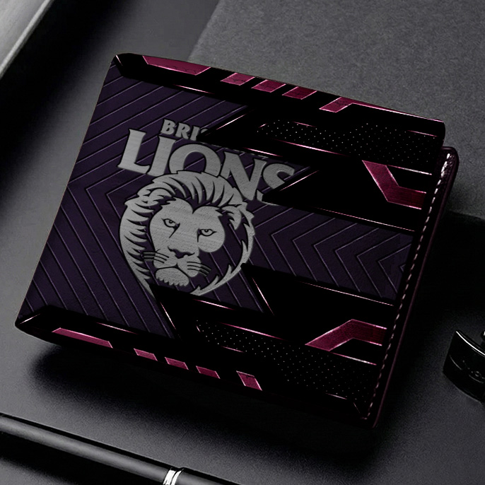Auspiritmerch Brisbane Lions Personalized Leather Wallet Gift For Fans