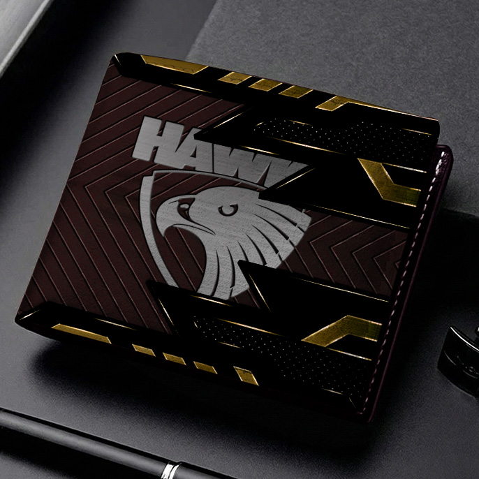 Auspiritmerch Hawthorn Hawks Personalized Leather Wallet Gift For Fans