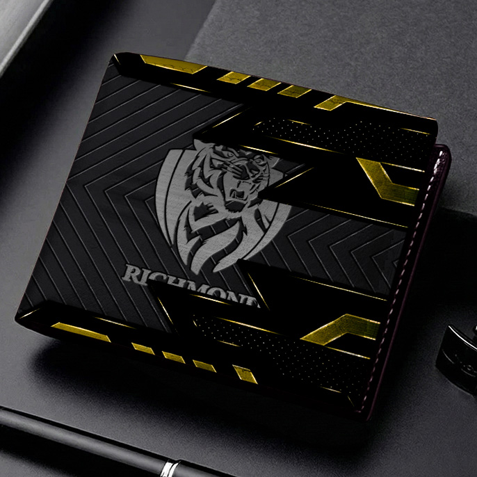 Auspiritmerch Richmond Tigers Personalized Leather Wallet Gift For Fans