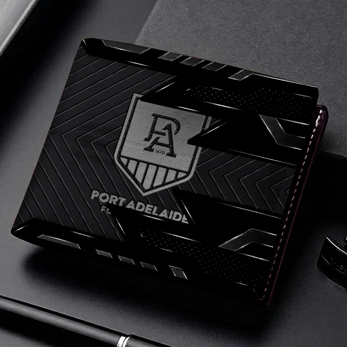 Auspiritmerch Port Adelaide Personalized Leather Wallet Gift For Fans