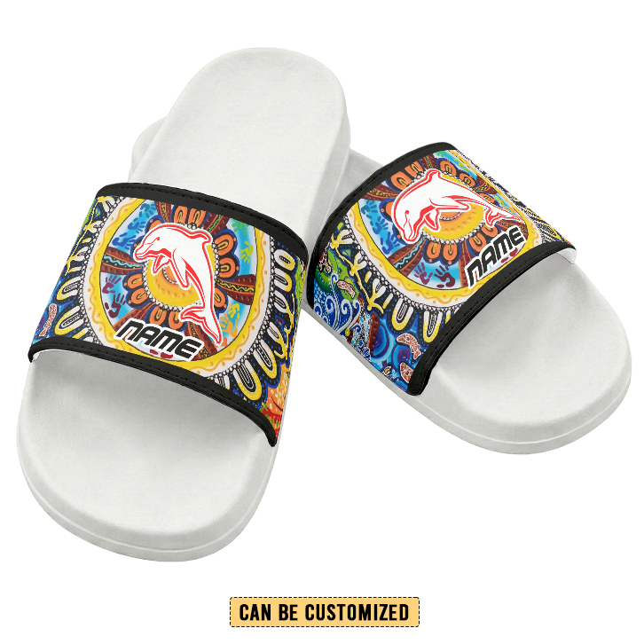 Auspiritmerch Dolphins Personalized Sports Slippers Gift For Fans