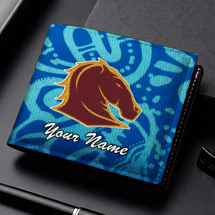 Auspiritmerch Brisbane Broncos Personalized Leather Wallet Gift For Fans