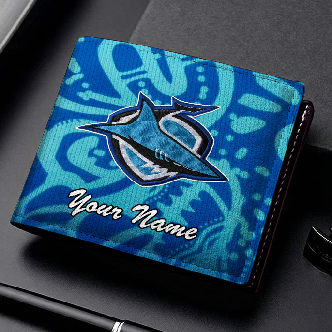 Auspiritmerch Cronulla-Sutherland Sharks Personalized Leather Wallet Gift For Fans