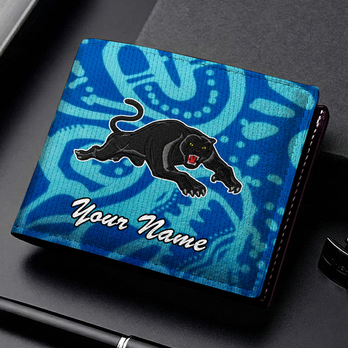 Auspiritmerch Penrith Panthers Personalized Leather Wallet Gift For Fans