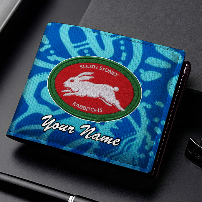 Auspiritmerch South Sydney Rabbitohs Personalized Leather Wallet Gift For Fans