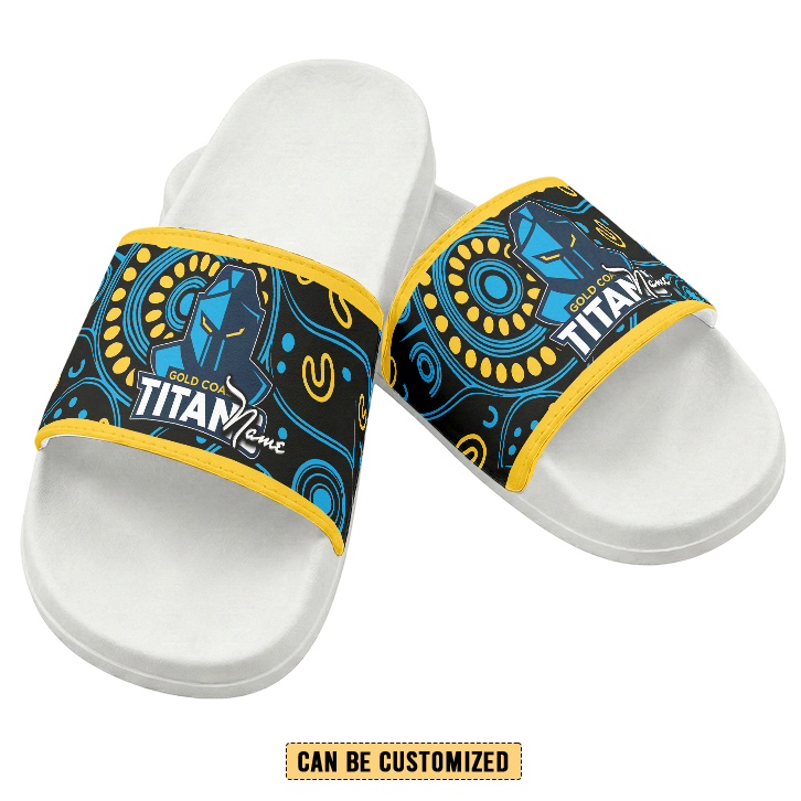 Auspiritmerch Gold Coast Titans Personalized Sports Slippers Gift For Fans