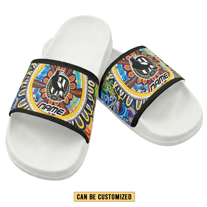 Auspiritmerch Collingwood Magpies Personalized Sports Slippers Gift For Fans