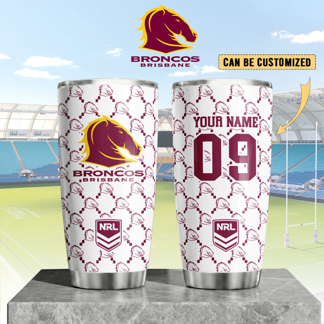 Auspiritmerch Brisbane Broncos Custom Stanley Quencher 20oz Stainless Steel Tumbler