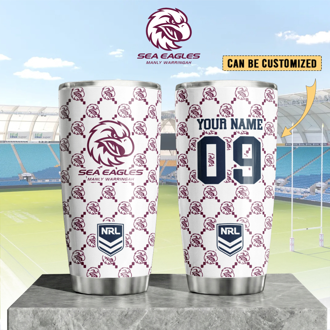 Auspiritmerch Manly Warringah Sea Eagles Custom Stanley Quencher 20oz Stainless Steel Tumbler
