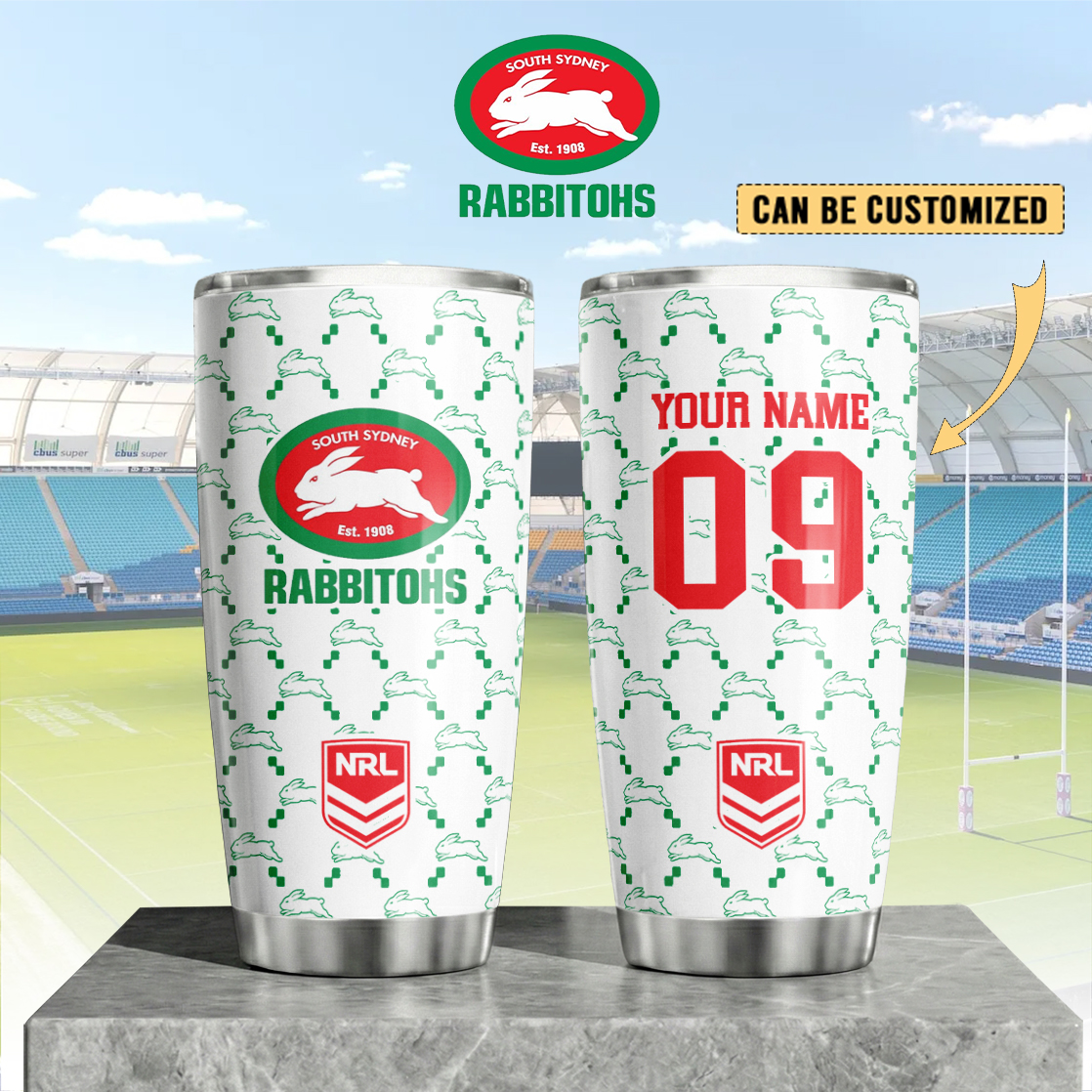 Auspiritmerch South Sydney Rabbitohs Custom Stanley Quencher 20oz Stainless Steel Tumbler