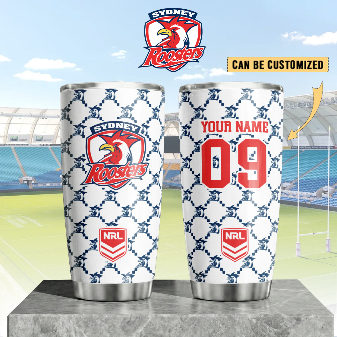 Auspiritmerch Sydney Roosters Custom Stanley Quencher 20oz Stainless Steel Tumbler